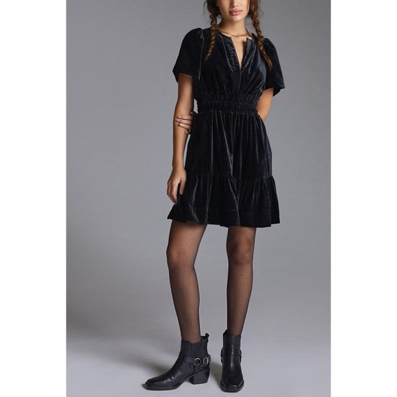 Anthropologie Maeve Velvet Mini Dress Sz S - Picture 1 of 11